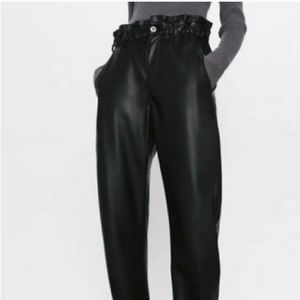 ZARA faux leather paper bag pants